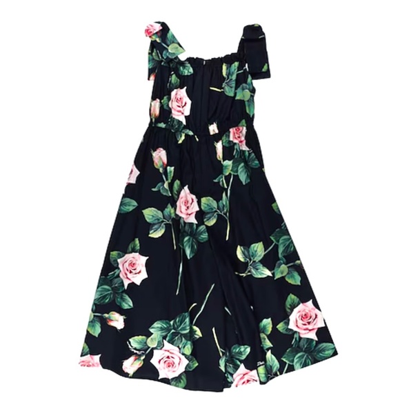 Dolce & Gabbana Girls Black And Pink Tropical Rose Jumpsuit Sz4 NEW